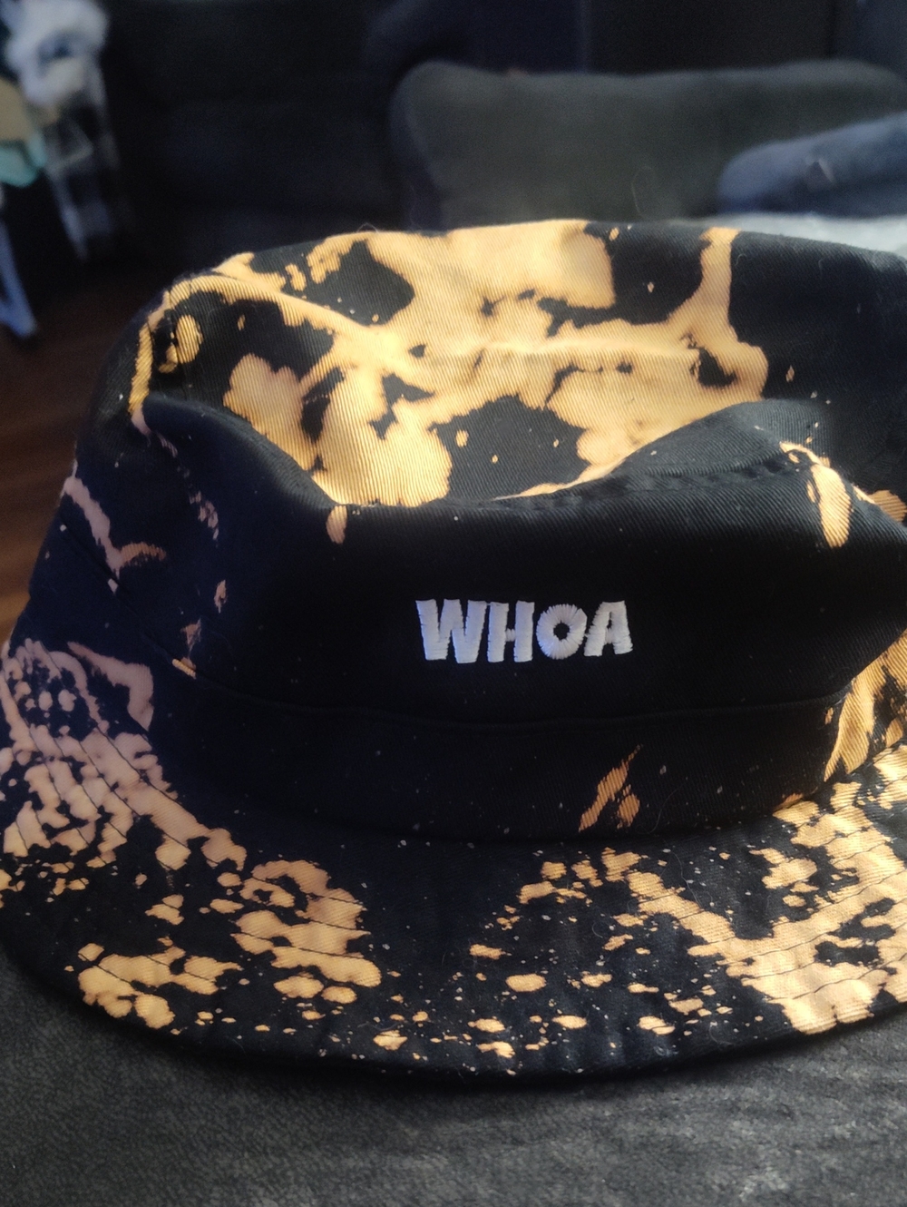 Black and Tan Bleach-Effect Bucket Hat